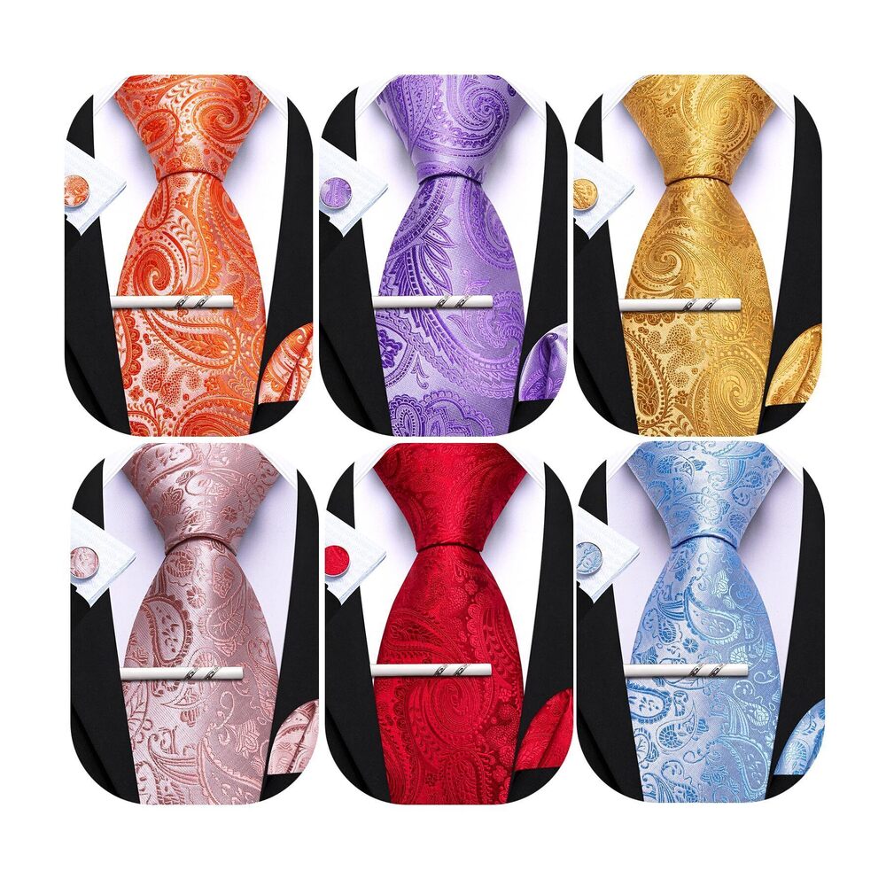 4629 6 PCS Ties Set Silk Business Fashion Woven Necktie Handkerchief